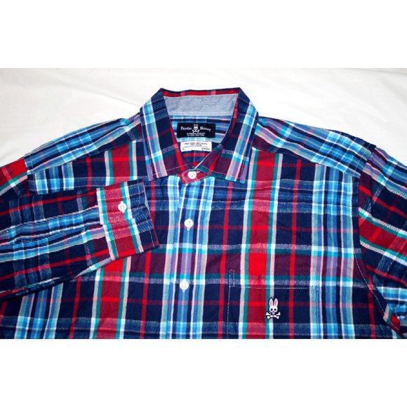 Psycho Bunny Mens Long Sleeve Button Front Plaid F - Picture 2 of 8